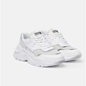 Versace Jeans Couture Logo Speedtrack Sneakers White Glitter Size US 5